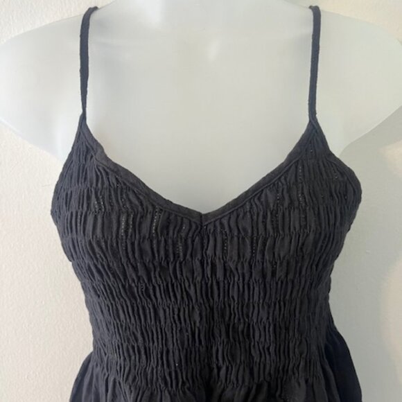 Cute Summer Gathered Tank Top ~ Black - Picture 2 of 6